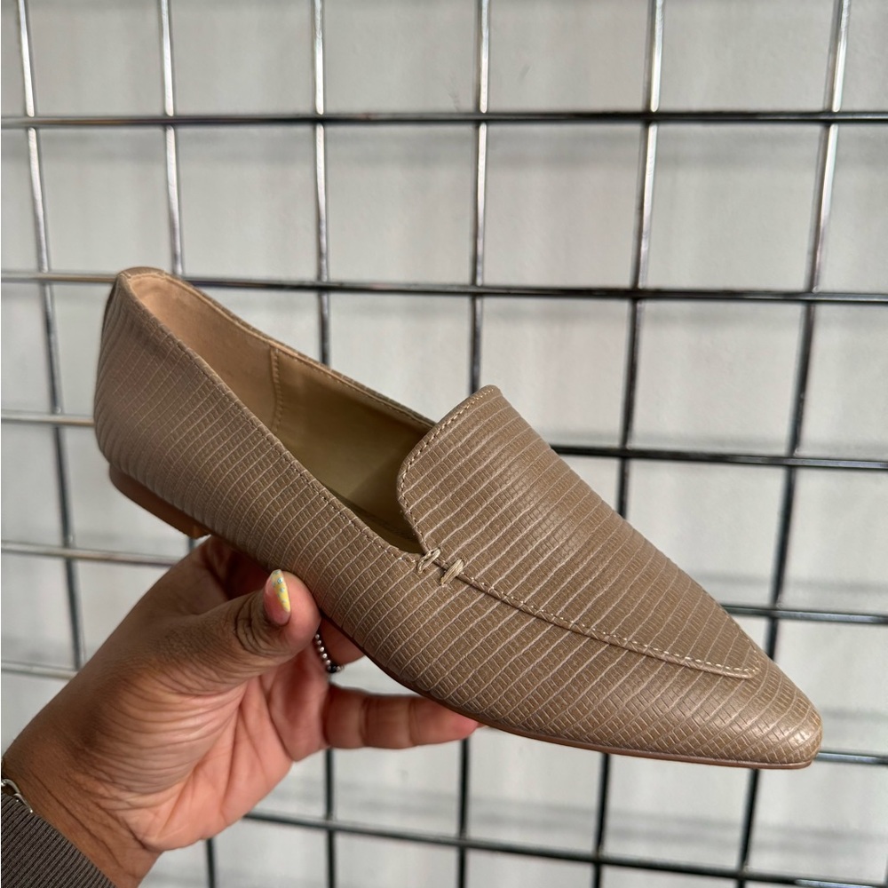 Dune London Haiti Taupe Croc Embossed Pointed Toe Ballet Flats Womens Size 36 6